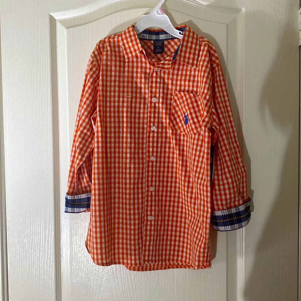 Orange plaid Polo button down